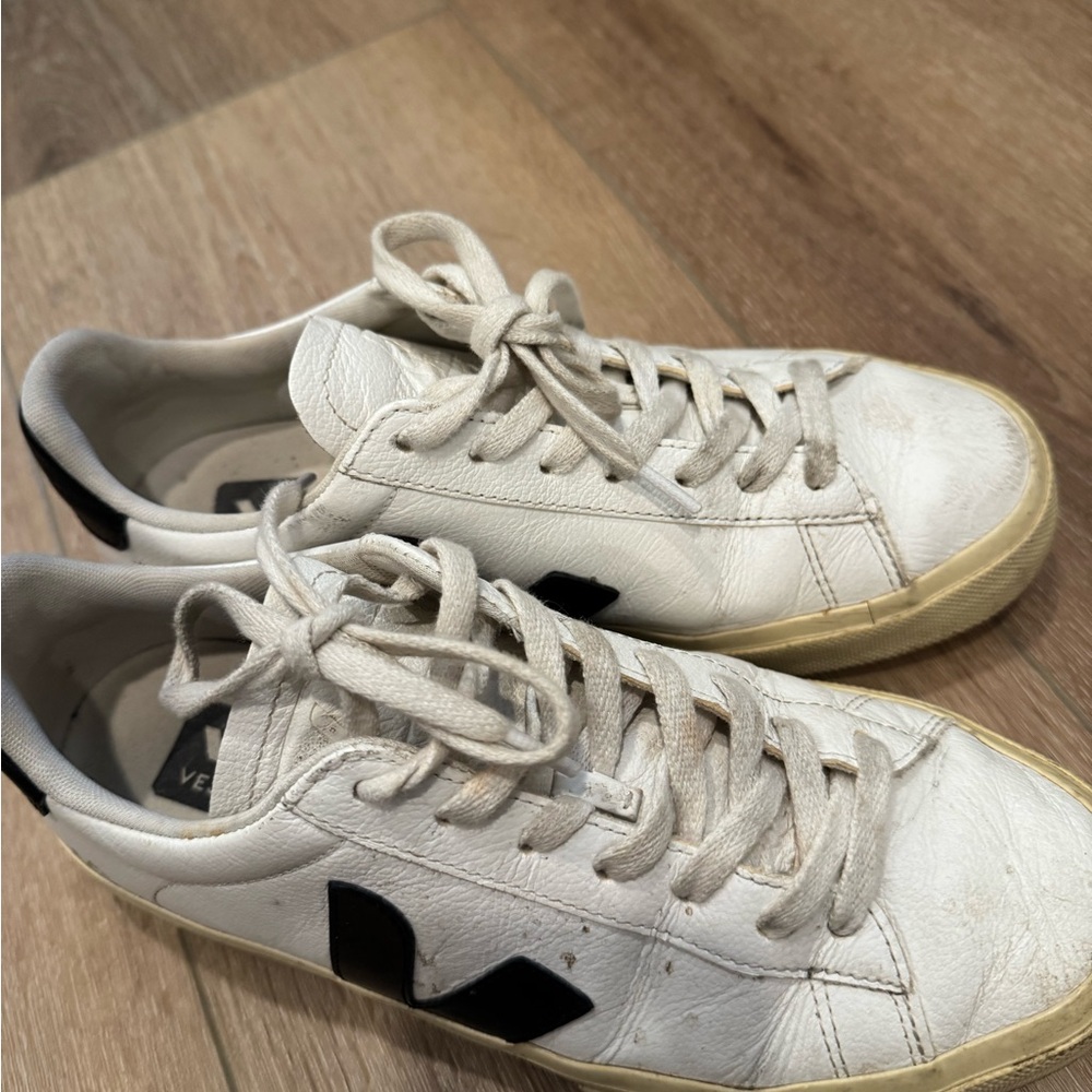 Veja White Sneakers with Black Accents